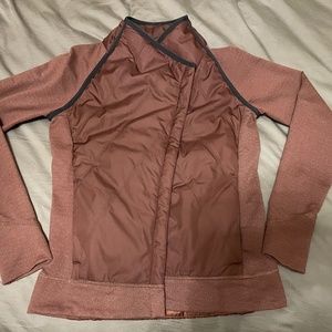 Prana yoga asymmetric zip sweater aubergine